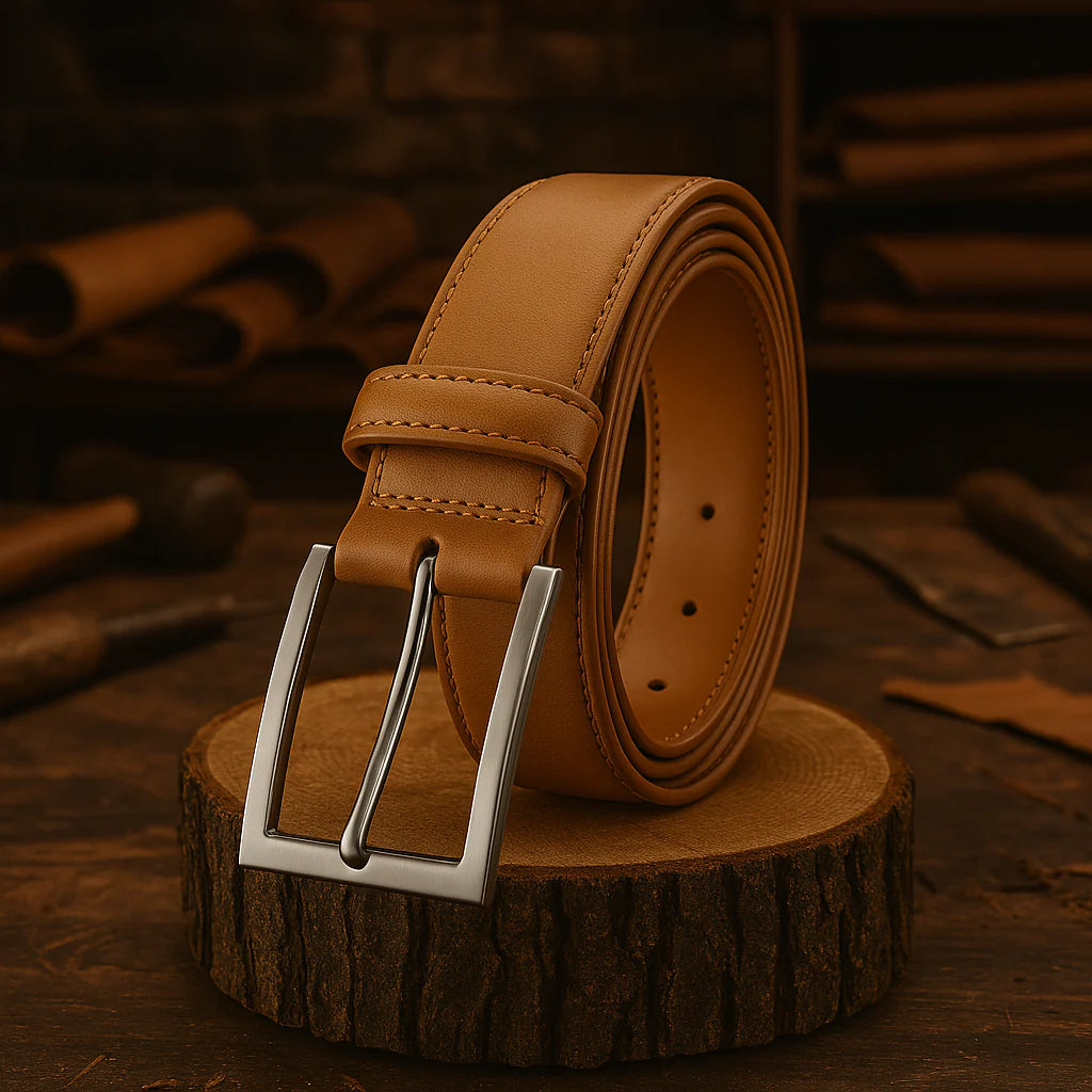 Ceinture en cuir James Classique Blanc Sauvage Marron