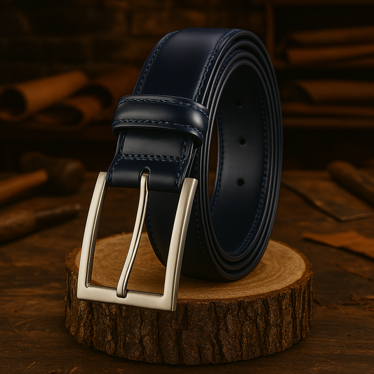 Ceinture en cuir James bleu classique