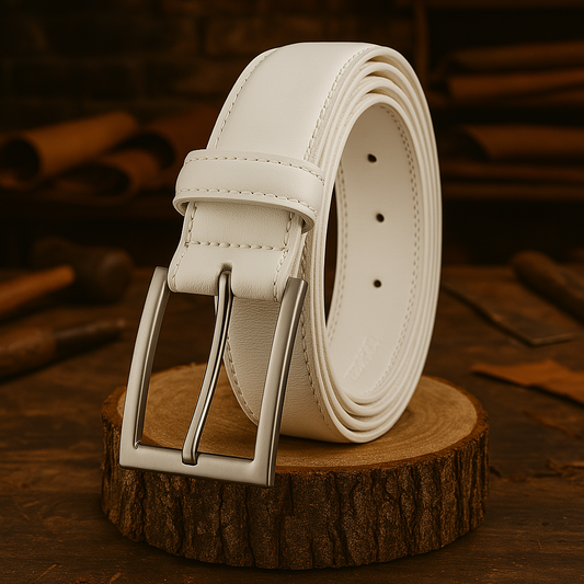Ceinture en cuir James classique blanche