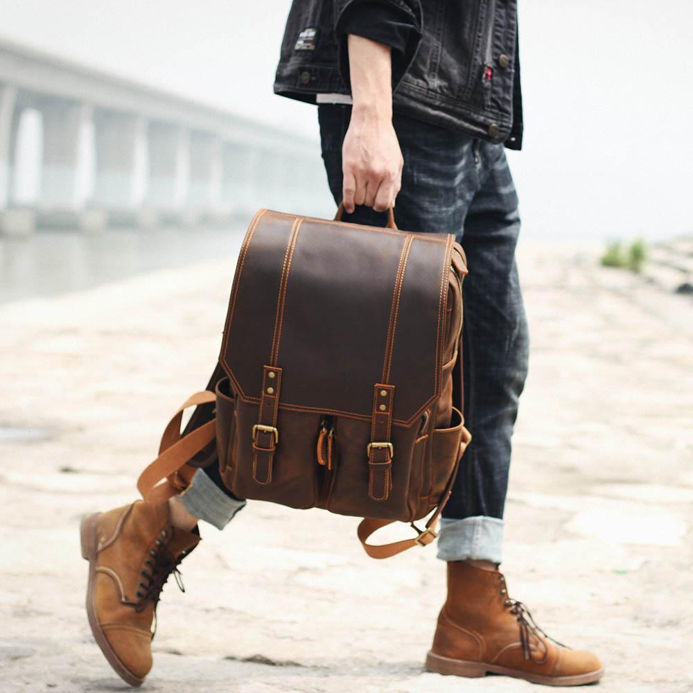 Sac à dos en cuir marron | BOSTON